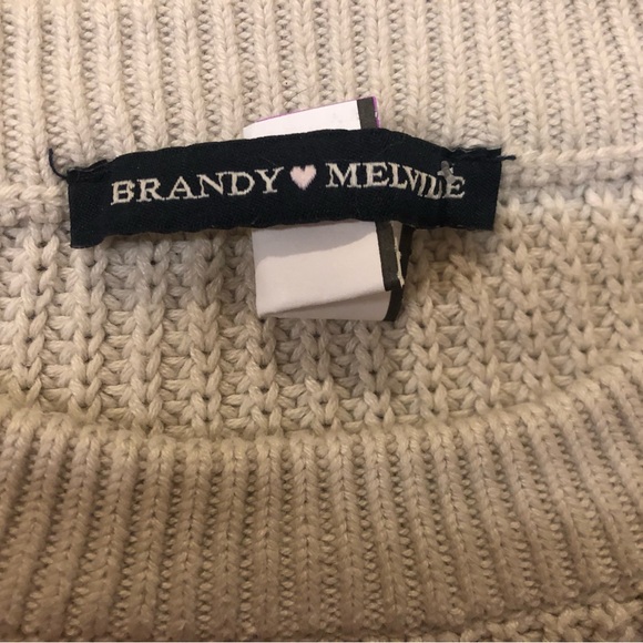 Brandy Melville Light Beige Cream Cotton Crewneck Sweater - Picture 4 of 6